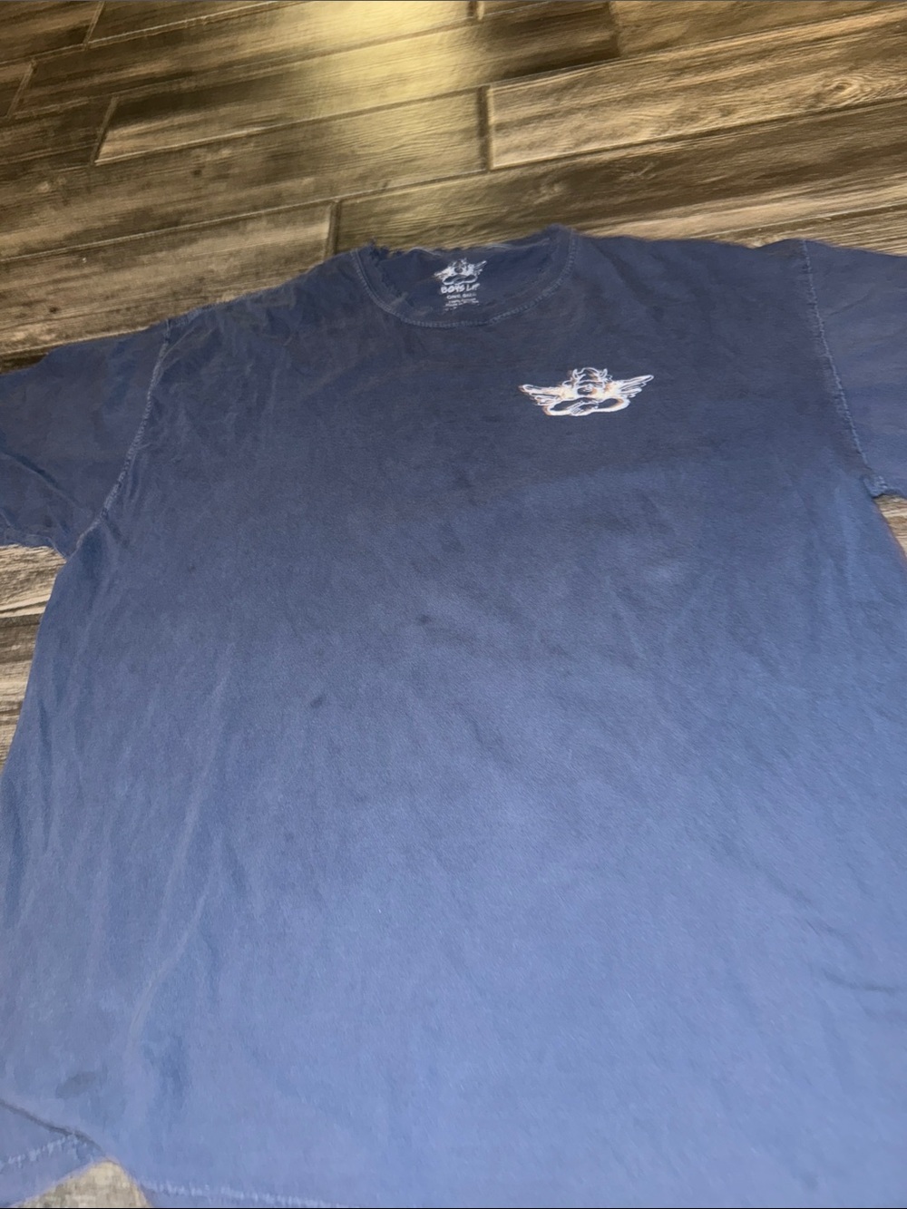Boys Lie Navy Blue Graphic Tee with Light Blue Cherub Design one size - Picture 4 of 6